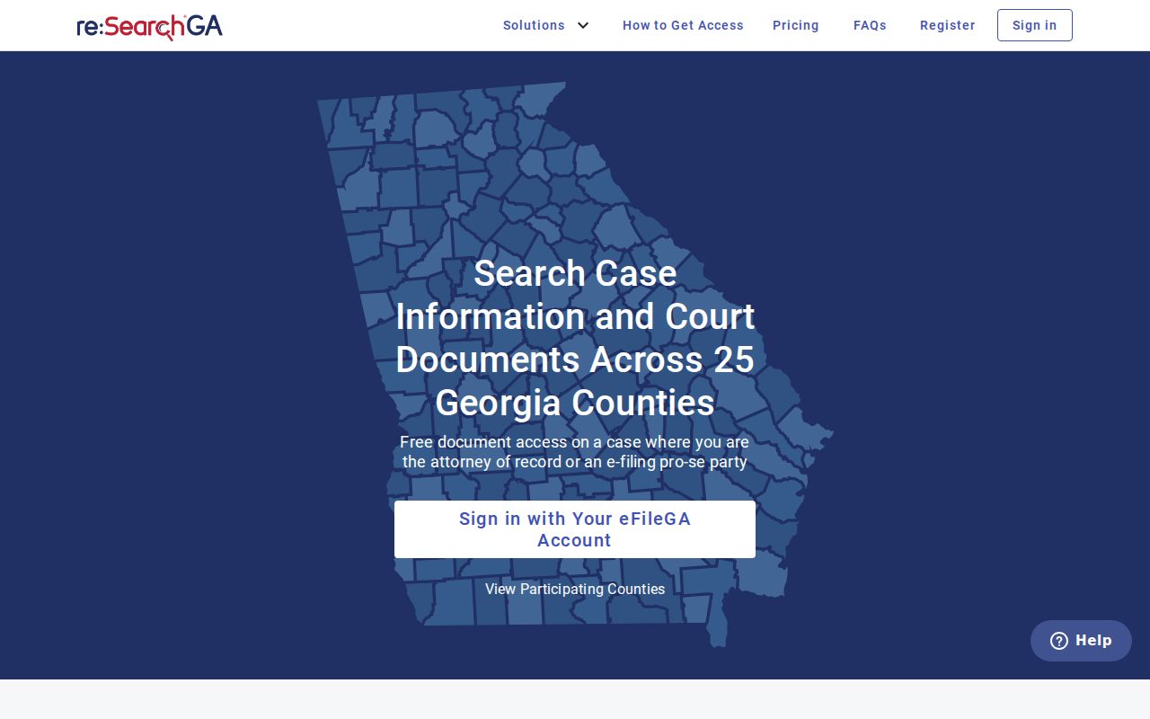 re:SearchGA court records portal used for Berrien court research