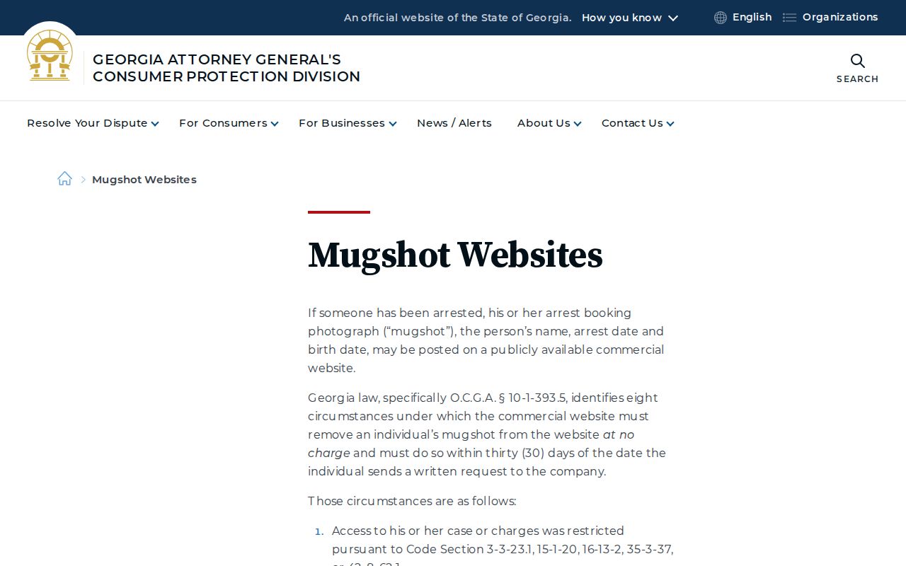 Berrien County release mugshots Georgia removal law