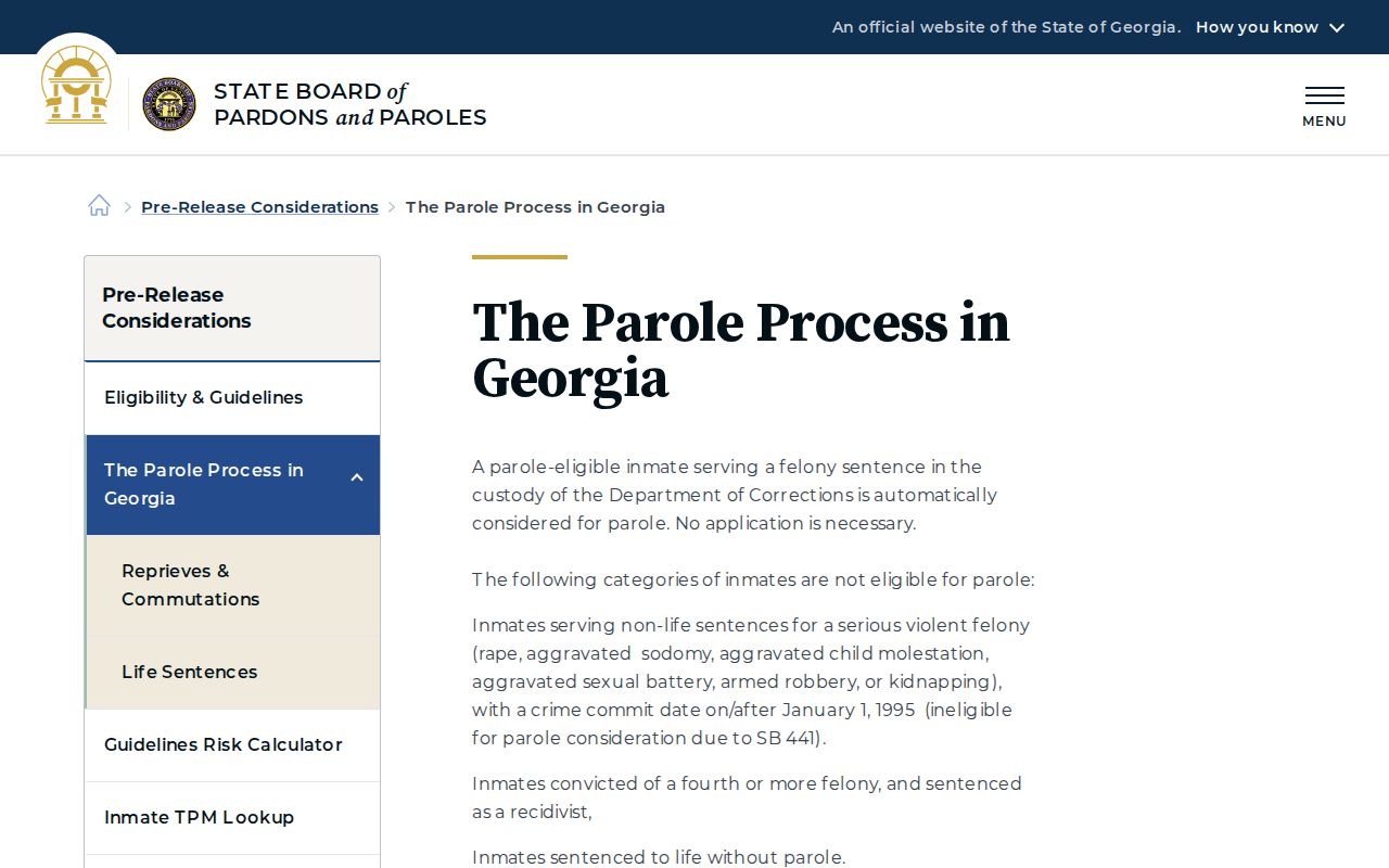 Berrien County parole and probation Georgia review process